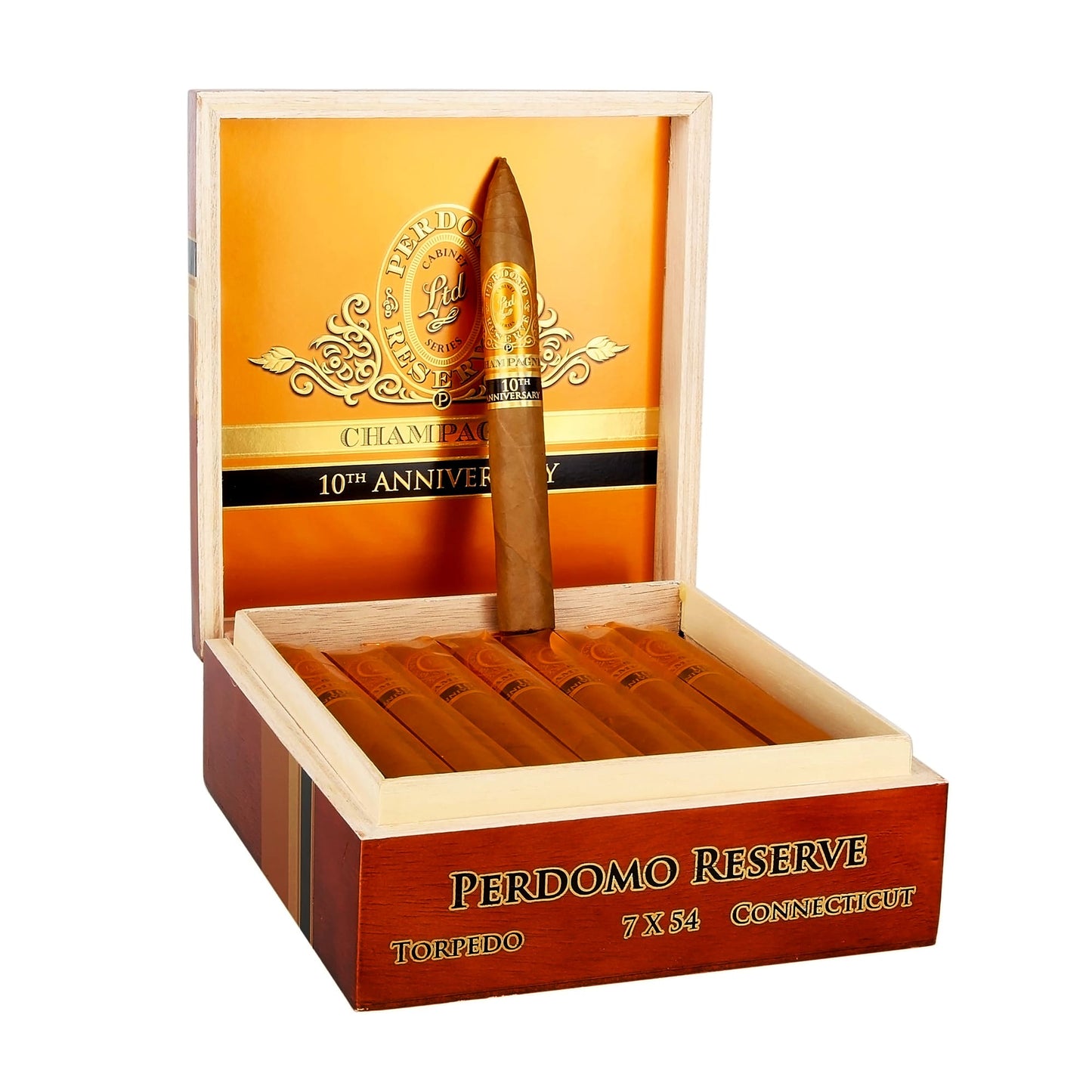Perdomo Reserve 10th Anniversary Torpedo Champagne Connecticut 7x54 image 0