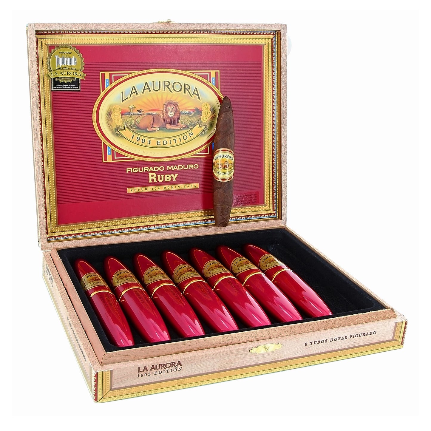 La Aurora Preferidos 1903 Doble Figurado Ruby 5x54Tubo image 0