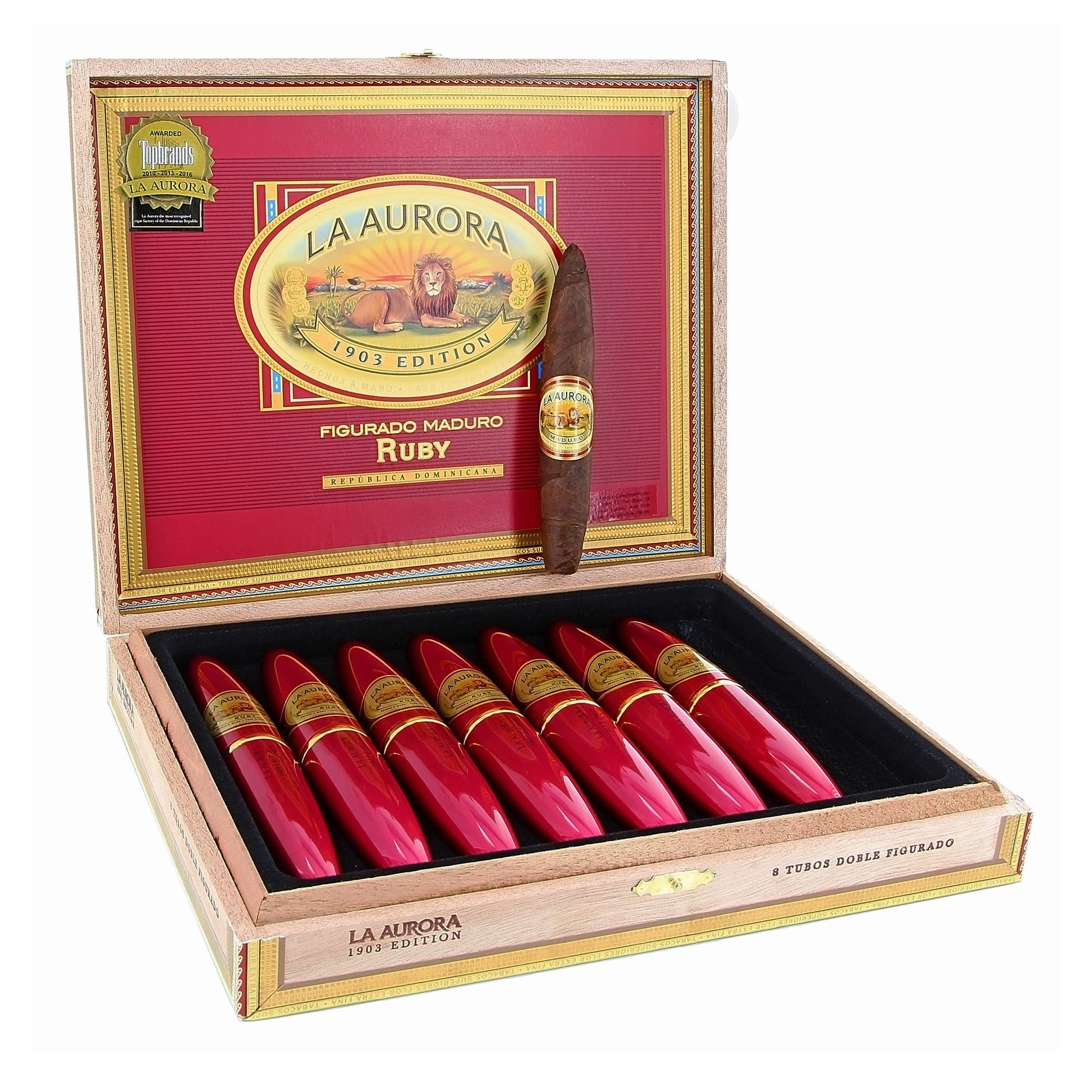 La Aurora Preferidos 1903 Doble Figurado Ruby 5x54Tubo image 0